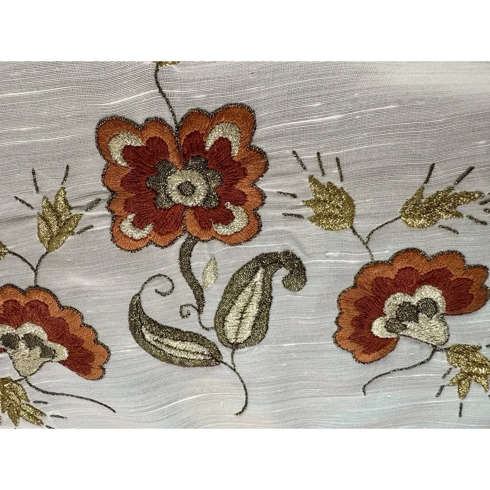 Vintage Greek  Hand-embroidered Table Runner  Floral Folk Art Fall Themed Flower